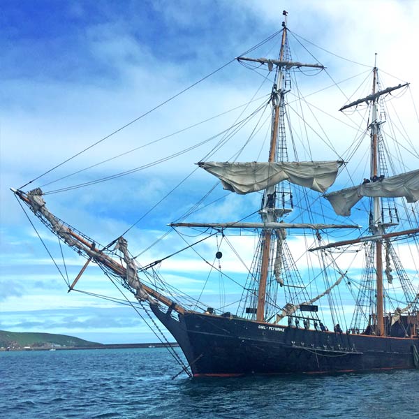 A tall ship visits Fishguard harbour